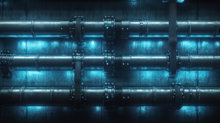 Glowing Industrial Pipes: Abstract Metallic Texture