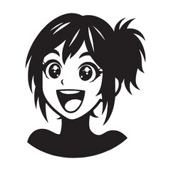 Vibrantly joyful Excited Face silhouette – Excited Face illustration – Minimalist Excited Face vector – Excited Silhouette

