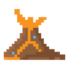 Volcano erupting lava flow. Vector