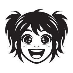 Delighted Excited Face silhouette, dynamic and bright – Excited Face illustration – Minimalist Excited Face vector – Excited Silhouette

