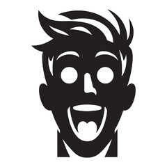 Expressive Excited Face silhouette with energy – Excited Face illustration – Minimalist Excited Face vector – Excited Silhouette

