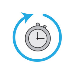 Stopwatch with circular arrow. Vector