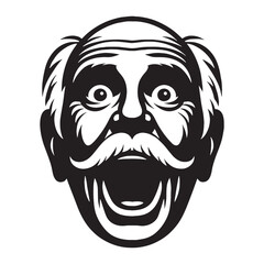 Ecstatic Excited Face silhouette, full of life – Excited Face illustration – Minimalist Excited Face vector – Excited Silhouette

