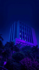 modern brutalism building with lush greenery, created by generative ai