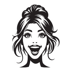 Bright Excited Face silhouette, glowing with happiness – Excited Face illustration – Minimalist Excited Face vector – Excited Silhouette

