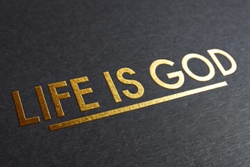 life is good Gold Foil Stamp Text, dark background - generated by ai