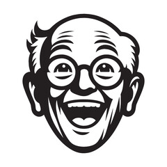 Bubbly Excited Face silhouette, pure delight – Excited Face illustration – Minimalist Excited Face vector – Excited Silhouette

