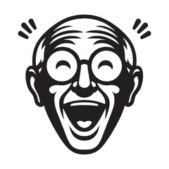 Energetic and joyful Excited Face silhouette – Excited Face illustration – Minimalist Excited Face vector – Excited Silhouette

