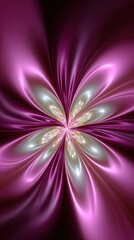 Elegant fractal flower with a polished appearance and radiating design in shades of pink, white, and gold.