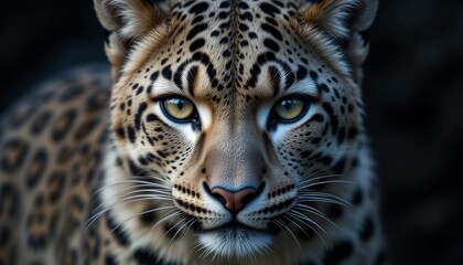 Fototapeta premium Close up Portrait of a Majestic Leopard Wild Cat with Intense Gaze Wildlife Photography
