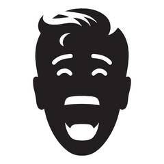 Exuberant Excited Face silhouette, glowing with happiness – Excited Face illustration – Minimalist Excited Face vector – Excited Silhouette

