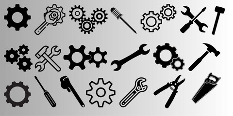set of vector icons of tool's