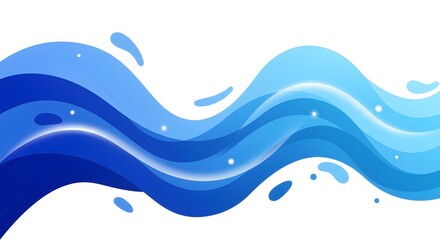 Fototapeta premium Smooth blue waves with elegant gradients and soft light reflections