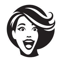 Dynamic Excited Face silhouette, bursting with energy – Excited Face illustration – Minimalist Excited Face vector – Excited Silhouette

