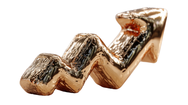 Ascending Arrow: A metallic arrow sculpture pointing upwards, a symbol of growth, progress, and the dynamic pursuit of future ambitions.