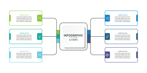Business infographic template. 6 Step timeline journey. Process diagram, Infographic elements vector illustration.