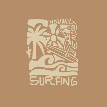 abstract minimal Surfing Holiday Enjoy vector graphic
