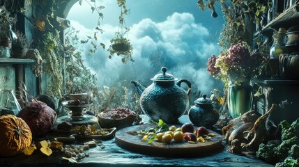 Mystical teapot still life