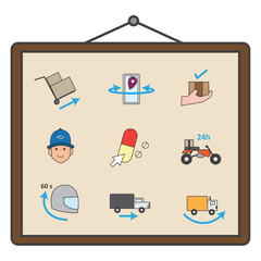 Courier and tracking set. Vector