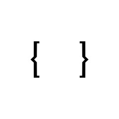 Curly text brackets. Corner parentheses and Bracket punctuation. Vector illustration 