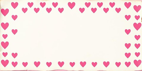 Blank vintage paper with pink heart pattern frame, copy space, clipart, love