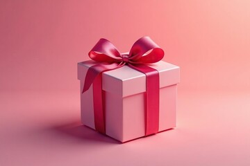 Fototapeta premium Airborne gift, glossy box, flowing silk ribbon , festive, product