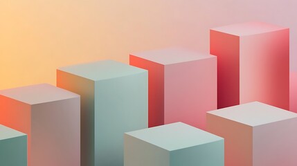 Soft gradient geometric blocks arranged in harmony 