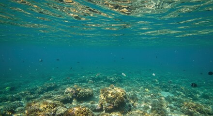 Fototapeta premium Serene underwater world vibrant coral reef teeming with life breathtaking ocean scene