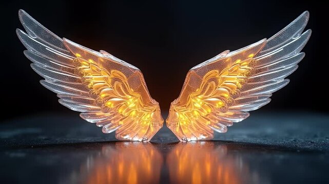Pair of glowing transparent wings