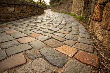 Stone pavement background material - generated by ai