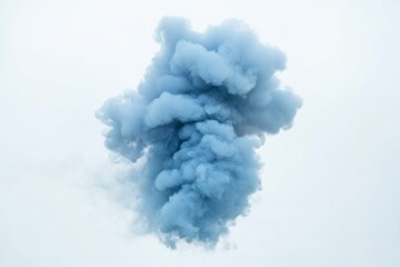 Light-blue smoke plume against a bright white background.  A large, fluffy, cloud-like shape of smoke