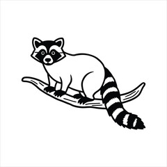 Woodcut Forest Animal Raccoon Vector Icon