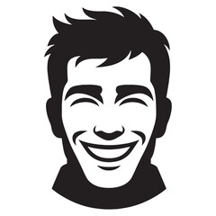 Sparkling Happy Face silhouette, filled with glee – Happy Face illustration – Minimalist Happy Face vector – Happy Silhouette

