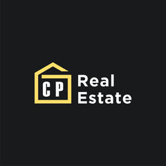 CP initials minimalist creative real estate logo vector