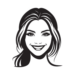 Grinning Happy Face silhouette, pure joy expressed – Happy Face illustration – Minimalist Happy Face vector – Happy Silhouette

