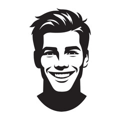 Positive Happy Face silhouette, filled with cheer – Happy Face illustration – Minimalist Happy Face vector – Happy Silhouette

