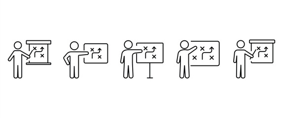 Strategy Business line icon set. Business mentor icon, Leader. Entrepreneur outline icon collection. UI thin vector icon set in transparent background. Editable stroke