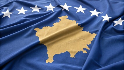 Close-Up of the Kosovo Flag Detailed View of National Symbol