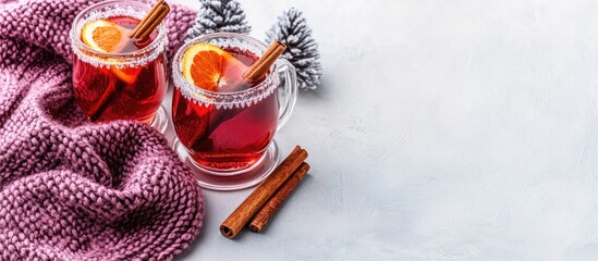 Cozy Winter Warm Drink with Festive Decor