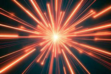 Naklejka premium Vibrant Explosion of Light Rays with Abstract Red and Orange Colors