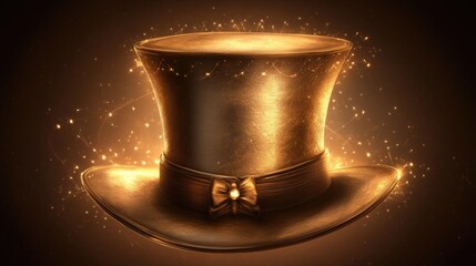 Golden top hat, glowing with magical light