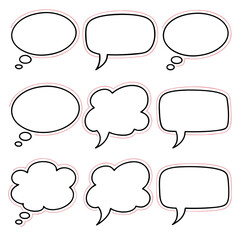 Fototapeta premium Blank Speech and Thought Bubbles Collection Isolated on White Background