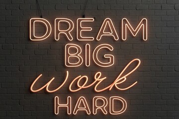 Dream big, work hard in 3D Stroke Titles text efefct - generated by ai