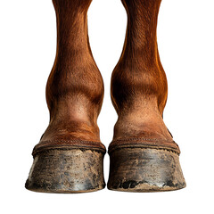 Close Up of Horse's Hooves Sturdy Build Isolated on Transparent Background