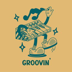 Vector illustration of a cartoon Keyboard