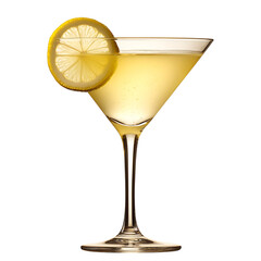 Lemonade in Martini Glass with Lemon Slices Isolated on Transparent Background