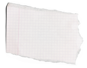 Torn Grid Paper: A partially torn piece of grid paper, exhibiting texture and lines	
