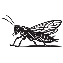 locust silhouette line art vector illustration with white background