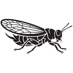 locust silhouette line art vector illustration with white background