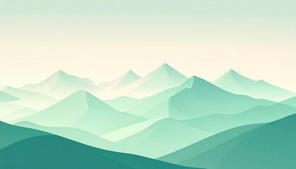 Fototapeta premium Tranquil foggy mountainscape serene nature background illustration calm environment wide angle view minimalist concept